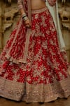 Buy_Nitika Gujral_Red Silk, Net Beads, Zari, Sequins, Stones, Embroidery Raw Bridal Lehenga Set 