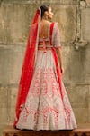Nitika Gujral_Red Net Embroidery, Sequins, Crystals, Pearls, Stones, Hand Bridal Lehenga Set _Online_at_Aza_Fashions
