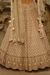 Nitika Gujral_Cream Silk, Organza Embroidery, Mirrors, Zari, Pearls, Hand Bridal Lehenga Set _at_Aza_Fashions