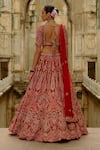 Shop_Nitika Gujral_Red Silk, Net Embroidery, Pearls, Zari, Raw Multi Resham Bridal Lehenga Set _at_Aza_Fashions