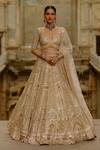 Shop_Nitika Gujral_Gold Net Crystals, Sequins, Embroidery, Zari Embellished Bridal Lehenga Set _Online_at_Aza_Fashions