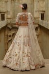 Nitika Gujral_Cream Silk, Organza Sequins, Gota Patti, Zari, Pearls, Raw Work Lehenga Set _Online_at_Aza_Fashions