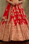 Buy_Nitika Gujral_Red Silk, Net Zari, Embroidery, Sequins, Stones, Embellished Bridal Lehenga Set _Online_at_Aza_Fashions
