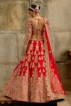 Nitika Gujral_Red Silk, Net Zari, Embroidery, Sequins, Stones, Embellished Bridal Lehenga Set _Online_at_Aza_Fashions
