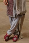 Buy_Nitika Gujral_Burgundy Tissue, Silk, Modal, Satin Embroidery, Beads, Tonal Sherwani Set _Online_at_Aza_Fashions