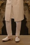 Buy_Nitika Gujral_Ivory Silk, Cotton Embroidery, Beads, Metallic Thread Tonal Sherwani Set _Online_at_Aza_Fashions