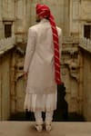 Nitika Gujral_Cream Silk, Chanderi, Cotton Embroidery, Zari Flower Butti Work Sherwani Set _Online_at_Aza_Fashions