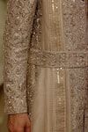 Buy_Nitika Gujral_Gold Brocade, Cotton, Silk, Tissue Embroidery, Beads, Floral Sherwani Set 