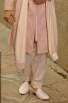 Buy_Nitika Gujral_Blush Silk, Cotton, Lycra Embroidery, Beads, Zari Motif Sherwani Set _Online_at_Aza_Fashions