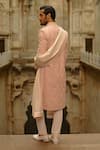 Nitika Gujral_Blush Silk, Cotton, Lycra Embroidery, Beads, Zari Motif Sherwani Set _Online_at_Aza_Fashions