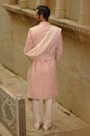 Nitika Gujral_Blush Silk, Cotton, Lycra Embroidery, Cut Work, Zari Motif Sherwani Set _Online_at_Aza_Fashions