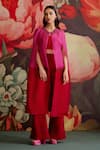 Buy_Parul And Preyanka_Fuchsia Crepe Collared Gulband Embroidered Cape Set _at_Aza_Fashions