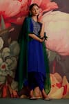 Buy_Parul And Preyanka_Blue Organza, Crepe, Embroidery, Zari, Beads, Neelam Kaftan Set _at_Aza_Fashions
