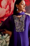 Buy_Parul And Preyanka_Purple Organza, Crepe, Embroidery, Zari, Beads, Mavi Kaftan Kurta Set _Online_at_Aza_Fashions