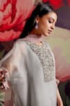 Shop_Parul And Preyanka_Blue Organza, Crepe, Embroidery, Zari, Tassels Opal Kaftan Kurta Set _Online_at_Aza_Fashions