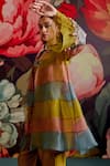 Parul And Preyanka_Multi Color Chanderi Embroidery, Beads, Angoori Colorblock Cape Kurta Set _Online_at_Aza_Fashions