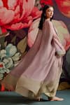 Parul And Preyanka_Lavender Organza, Beads, Applique Pembe Embroidered Jacket Skirt Set _Online_at_Aza_Fashions
