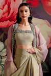 Shop_Parul And Preyanka_Lavender Organza, Beads, Applique Pembe Embroidered Jacket Skirt Set _Online_at_Aza_Fashions