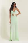 Buy_Pinup By Astha_Mint Lycra Halter Neck Ostuni Cut Out Gown _at_Aza_Fashions