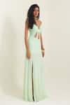 Buy_Pinup By Astha_Mint Lycra Halter Neck Ostuni Cut Out Gown _Online_at_Aza_Fashions