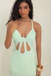 Shop_Pinup By Astha_Mint Lycra Halter Neck Ostuni Cut Out Gown _Online_at_Aza_Fashions