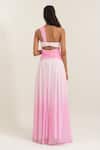 Shop_Pinup By Astha_Pink Chiffon Sweetheart Neck Sicily Ombre Pleated Gown _at_Aza_Fashions