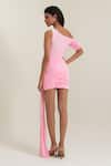 Shop_Pinup By Astha_Pink Lycra One Shoulder Puglia Pleated Dress _at_Aza_Fashions