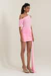 Buy_Pinup By Astha_Pink Lycra One Shoulder Puglia Pleated Dress _Online_at_Aza_Fashions
