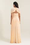 Shop_Pinup By Astha_Peach High Neck Saturnia Draped Gown _at_Aza_Fashions