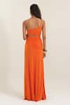 Shop_Pinup By Astha_Orange Lycra One Shoulder Turin Asymmetric Gown _at_Aza_Fashions