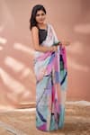 Shop_Naintara Bajaj_Multi Color Chinon Mirrors Printed Saree With Unstitched Blouse Piece _at_Aza_Fashions