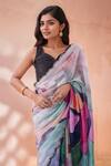 Shop_Naintara Bajaj_Multi Color Chinon Mirrors Printed Saree With Unstitched Blouse Piece _Online_at_Aza_Fashions