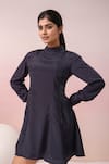 Naintara Bajaj_Black Crepe Turtle Neck A-line Dress _Online_at_Aza_Fashions