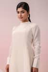 Buy_Naintara Bajaj_White Crepe Turtle Neck A-line Dress _Online_at_Aza_Fashions