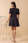 Shop_Samyukta Singhania_Black Rayon Round Neck Short Dress _at_Aza_Fashions