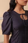 Samyukta Singhania_Black Rayon Round Neck Short Dress _Online_at_Aza_Fashions