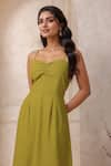 Buy_Naintara Bajaj_Green Georgette Sweetheart Neck Pear A-line Maxi Dress _Online_at_Aza_Fashions