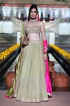 Buy_Punit Balana_Gold Tissue, Silk Organza Embroidery, Piping Sweetheart Neck Marodi Lehenga Set _at_Aza_Fashions