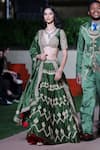 Buy_Punit Balana_Green Silk, Organza Embroidery, Zari V-neck Kaccha Aam Lehenga Set _at_Aza_Fashions
