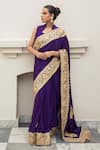 Buy_Wazir C_Purple Crepe Embroidery, Metallic Thread, Kashmira Tilla Work Saree With Blouse _at_Aza_Fashions