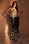 Buy_Ashutosh Joshi_Black Crepe, Silk Pearls, Embroidery, Beads, Cut Geometric Cape And Sharara Set _Online_at_Aza_Fashions