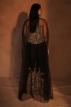 Shop_Ashutosh Joshi_Black Crepe, Silk Pearls, Embroidery, Beads, Cut Geometric Cape And Sharara Set _at_Aza_Fashions