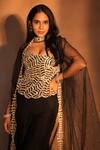 Shop_Ashutosh Joshi_Black Crepe, Silk Pearls, Embroidery, Beads, Cut Geometric Cape And Sharara Set _Online_at_Aza_Fashions