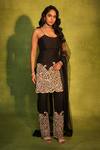 Buy_Ashutosh Joshi_Black Silk, Crepe, Net Embroidery, Beads, Cut Work, Paisley Cutwork Kurta Set _at_Aza_Fashions