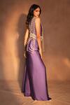 Ashutosh Joshi_Purple Bemberg, Satin, Crepe, Silk Embroidery, Paisley Waistcoat With Skirt _Online_at_Aza_Fashions