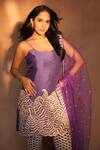 Buy_Ashutosh Joshi_Purple Silk, Net Cut Work, Embroidery, Beads, Zari, Abstract Cutwork Kurta Set _Online_at_Aza_Fashions