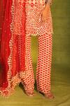 Ashutosh Joshi_Red Crepe, Net Embroidery, Beads, Pearls Round Neck Abstract Kurta Set _Online_at_Aza_Fashions