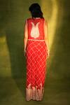 Shop_Ashutosh Joshi_Red Organza, Crepe, Net Sequins, Embroidery, Paisley Cutwork Jackt Skirt Set _at_Aza_Fashions