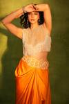 Ashutosh Joshi_Gold Net, Bemberg, Satin Cut Work, Zari, Embroidery, Cutdana Bustier With Skirt _at_Aza_Fashions