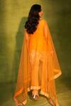 Shop_Ashutosh Joshi_Orange Silk, Shantoon, Net Beads, Embroidery, Cut Work, Floral Kurta Set _Online_at_Aza_Fashions